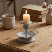 Artikel Kerzenständer Metall Weiss Grau 12,5 cm mit Henkel