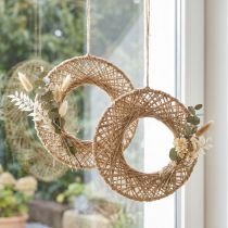 Artikel Hängedeko Dekoringe aus Jute Ø28 cm Naturfaser 4er-Set für Wand- und Fensterdekoration