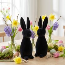 Artikel Dekofigur Osterhase Set Schwarz Beflockt 29,5 cm Kunststoff 2 Stück