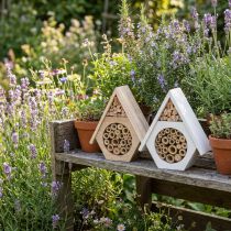 Artikel Insektenhotel Set 2-teilig Holz Wabenform Weiss und Natur H18,5cm für Wildbienen