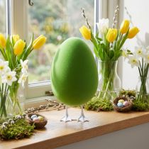 Artikel Deko-Osterei mit Kunststofffüssen, Grün, Samtoptik, Höhe 25 cm, Schaufensterdeko und Osterdekoration