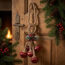 Artikel Weihnachtsdeko zum Hängen Rote Schellen mit Schleife 51 cm aus Metall
