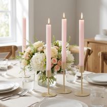 Artikel Durchgefärbte Stabkerzen aus Wachs, Rosa, 34 x 240 mm, 4er-Set, für Innenräume