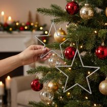 Artikel Deko-Sterne Silber Kunststoff Glitter 18cm 8er-Set Christbaumschmuck