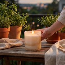 Artikel Citronella-Duftkerze im Glas Weiss Ø12cm H12,5cm für Innen- und Aussenbereiche