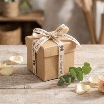 Artikel Geschenkband Polyester Beige Aufdruck Eine Kleinigkeit 15 mm 18 m