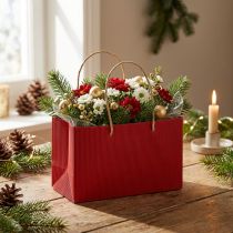 Artikel Rote Papiertüten mit Henkel 24×12×12cm - 6 Stück für Geschenkverpackungen