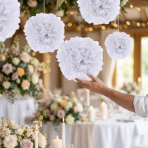 Artikel Pompom Papier Ø30 cm Weiss 5 Stück