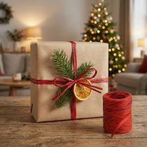 Artikel Raffia-Band Kunststoff Rot Bordeaux 200m Geschenkband Dekoband