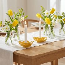 Artikel Stabkerzenhalter Keramik Blumenform Gelb 11cm 2er-Set