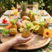 Artikel Miniatur Ananas Set Kunststoff Deko Frucht Tropisch 6-teilig ca. 6,5–8cm Orange/Grün