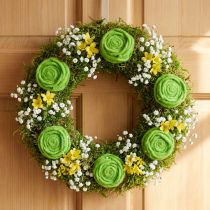 Artikel Grüne Filz-Rose Ø6,5cm aus Schafwolle, 9 Stück – Dekoration und Basteln