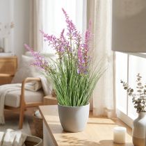 Artikel Künstliche Pflanze Dekogrün mit filigranen Blüten 67cm, Grün-Lila