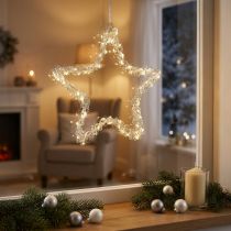 Artikel LED-Stern Silber Metall Ø25 cm mit 70 LEDs warmweiss zum Hängen