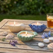 Artikel Citronella Keramikkerzen Muschelform 14 cm, 3er-Set, Outdoor-Einsatz