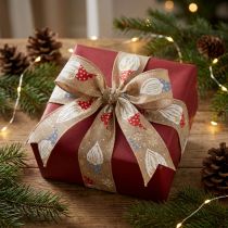 Artikel Dekoband Weihnachtswichtel Jute-Optik 60 mm 10 m Braun Bunt