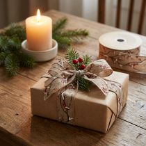 Artikel Weihnachtsband Winter Vogelbeeren Rot Weiß B50mm L10m