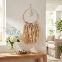 Artikel Maritime Wanddekoration mit echtem Seestern und Muscheln, Ø26,5 cm, H65 cm, Naturfarben