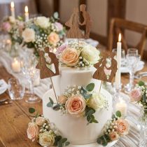 Artikel Holz-Blumenstecker Hochzeitspaar Natur 28,5cm Kuchentopper 14 Stück