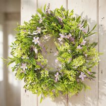 Artikel Blumenkranz aus künstlichem Lavendel und Bachblüten in Grün und Lila, Ø 33 cm