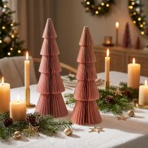 Artikel Tischdekoration Weihnachtsbaum Wabenpapier Apricot Gold 30 cm 2er-Set