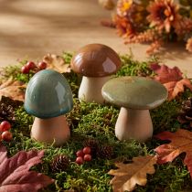 Artikel Keramik-Dekopilze 3er-Set Braun-Grün-Blau 6–7,5 cm Herbstdekoration