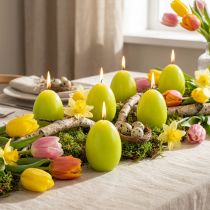 Artikel Eierkerzen aus Wachs, 9 cm, Grün, Osterdekoration, 6 Stück