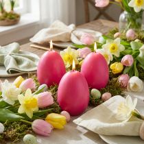 Artikel Eierkerze aus Wachs 9cm Pink für Tischdekoration zu Ostern 20 Stunden Brenndauer 6er Pack