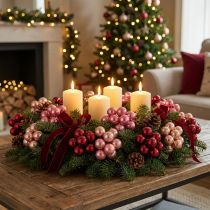 Artikel Weihnachtskugeln am Draht Set 140 Stück, Glas glänzend, 20 mm, Rot/Hellrosa/Rosa, Innenbereich