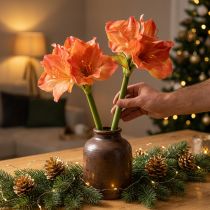 Artikel Künstliche Amaryllis Blumen Orange Streifenoptik L55cm 2er Set