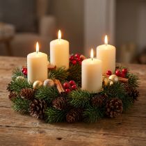 Artikel Adventskranz Tannenkranz Ø30cm mit natürlichen und künstlichen Zapfen Grün