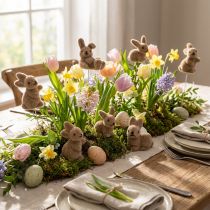 Artikel Hasenfiguren beflockt am Draht 4–6 cm Braun – Set mit 12 Stück für Frühlings- und Osterdekoration