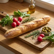 Artikel Dekoratives Baguette aus Kunststoff 38cm – Künstliches Brot als Schaufenster- und Küchendekoration