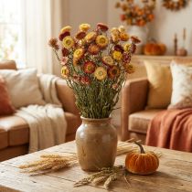 Artikel Getrocknete Strohblumen Gelb-Rot 60g 50cm – Helichrysum Trockenblumen