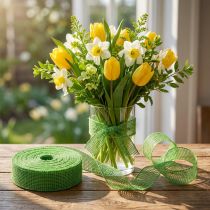 Artikel Juteband Grün 5cm x 40m – Dekoratives Gitterband aus Jute für kreative Anwendungen