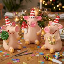 Artikel Glücksschwein-Dekofiguren aus Polyresin, 5 cm, Set mit 6 Schweinchen