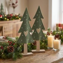 Artikel Deko-Tannenbaum aus Filz Grün mit Herz und Sternen H52cm 2er-Set