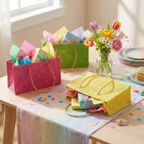 Artikel Geschenktüten aus Papier mit Henkeln 20×10×10cm Bunt Gewebte Optik 6er-Set