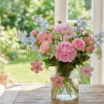 Artikel Holzblumen Hängedekoration Rosa 4,5 cm 24 Stück