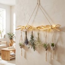 Artikel Hakenleiste aus Holz mit 6 Haken und Juteband, 60 cm, naturfarben