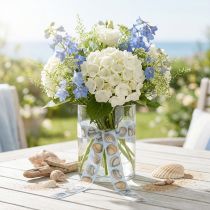 Artikel Geschenkband aus Polyester mit Muschelmuster 25 mm x 15 m Hellblau