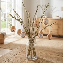 Artikel Hängende Osterdekoration aus echten Hühnereiern mit Blumenmotiv 6 cm, 6 Stück