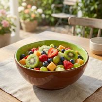 Artikel Keramik Servierschüssel Kiwi-Design 15cm Grün Braun
