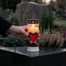Artikel Grablicht Grabkerze mit Herz 7 Tage Ø7,5cm H20cm 1 St