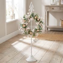 Artikel Kranzhalter aus Gusseisen Weiss Vintage-Stil mit 4 Haken H76cm für Innen- und Aussendekoration