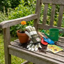 Artikel Kinder-Gartenhandschuhe Grösse 6 aus Baumwolle und Kunststoff, Grün-Weiss, rutschfest