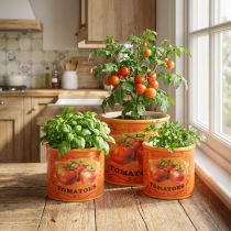 Artikel Keramik-Blumentöpfe Set im Tomaten-Design, dekorativ, 3 Grössen: 7x6 cm, 9x10 cm, 14x12 cm