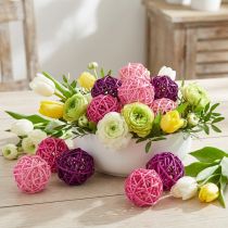 Artikel Rattan-Kugeln 5cm Pink Hellrosa Lila Holzdeko 24 Stück