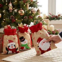 Artikel Geschenktüten Weihnachten 20×23cm Jute-Optik Beige mit Motiv 3er-Set