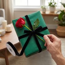 Artikel Samtband Schwarz 20mm x 10m Dekoband aus Polyamid für Geschenke und Dekoration